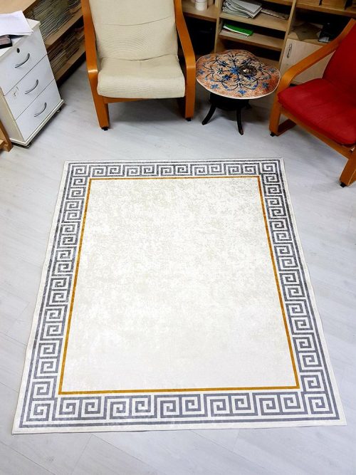 Çerçeveli Halı Açık Renk 1119P - Yıkanabilir Halılar