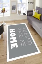 Home Yazılı Halı Gri 1050-2P - Yıkanabilir Halılar