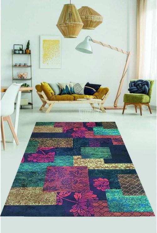 Patchwork Renkli Halı 5002R - Yıkanabilir Halılar