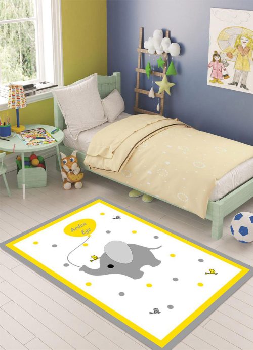Sarı Çocuk Odası Halısı 6084K - Yıkanabilir Halılar