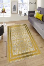 Sarı Renkli Yıkanabilen Halı 4013-6S - Yıkanabilir Halılar